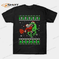ugly santa riding dinosaur t-rex merry christmas 2023 t-shirt