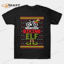 ugly mountain biking elf merry christmas 2023 t-shirt