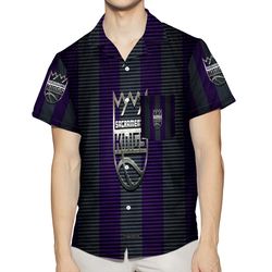 sacramento kings emblem metal2 3d all over print summer beach hawaiian shirt with pocket