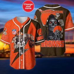 cleveland browns baseball jersey shirt skull custom name