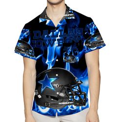 dallas cowboys helmet blue fire 3d all over print summer beach hawaiian shirt with pocket