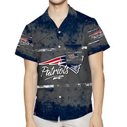 new england patriots gray blue1 3d all over print summer beach hawaiian shirt with pocket