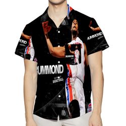 detroit pistons andre drummond1 3d all over print summer beach hawaiian shirt with pocket