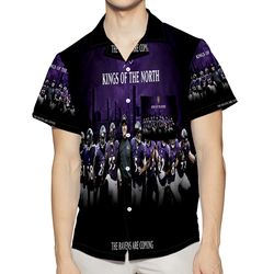 baltimore ravens kings of the north 3d all over print summer beach hawaiian shirt with pocket