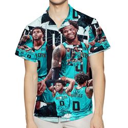 charlotte hornets miles bridges5 3d all over print summer beach hawaiian shirt with pocket