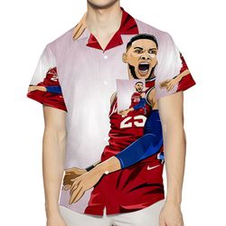 philadelphia 76ers ben simmons art 3d all over print summer beach hawaiian shirt with pocket