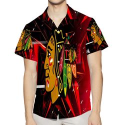 chicago blackhawks emblem texture10 3d all over print summer beach hawaiian shirt with pocket