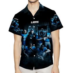 detroit lions team v4 3d all over print summer beach hawaiian shirt with pocket