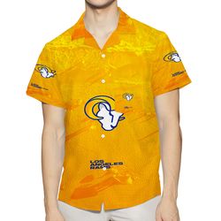 los angeles rams yellow 3d all over print summer beach hawaiian shirt with pocket