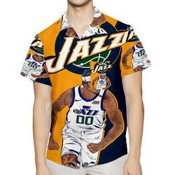 utah jazz 00 jordan clarkson v39 3d all over print summer beach hawaiian shirt with pocket