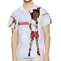 tampa bay buccaneers betty boop v33 3d all over print summer beach hawaiian shirt with pocket
