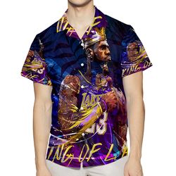 los angeles laker 23 lebron james v32 3d all over print summer beach hawaiian shirt with pocket