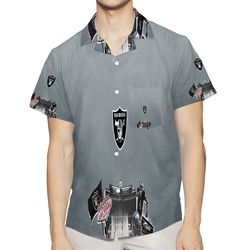 las vegas raiders logo art player 3d all over print summer beach hawaiian shirt with pocket