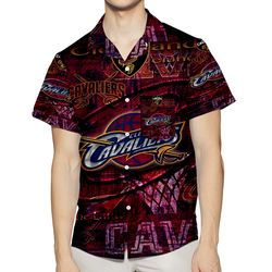 cleveland cavaliers logo texture2 3d all over print summer beach hawaiian shirt with pocket