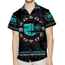 memphis grizzlies emblem colleage v3 3d all over print summer beach hawaiian shirt with pocket