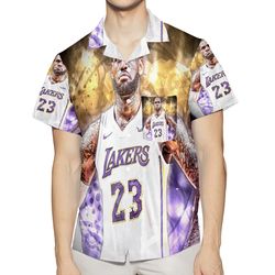 los angeles lakers 23 lebron james v51 3d all over print summer beach hawaiian shirt with pocket