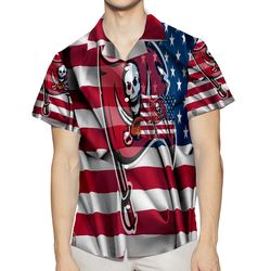 tampa bay buccaneers american flag v40 3d all over print summer beach hawaiian shirt with pocket