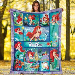 personalized the little mermaid blanket ariel princess fleece blanket