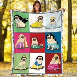 pug princess blanket  cinderella belle snow white dog princess blanket