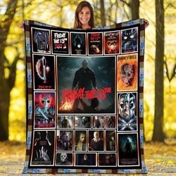 friday the 13th fleece blanket  jason voorhees blanket  halloween horr