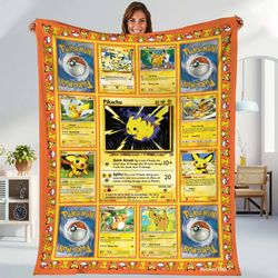 pikachu fleece blanket  pikachu evolutions trading card blanket  lover