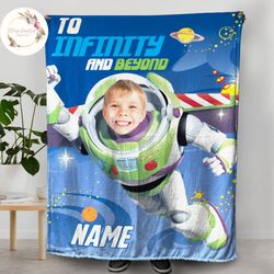 custom your photo  name toy story blanket, buzz lightyear to infinity