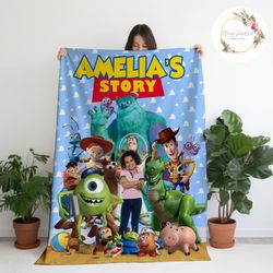 custom your photo  name toy story blanket, woody buzz lightyear jessi