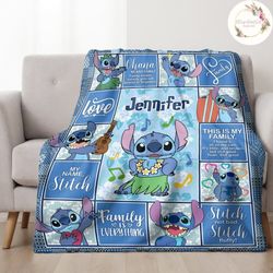 personalized disney stitch blanket, custom name lilo  stitch baby bla