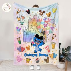 personalized stitch blanket, disney blanket, custom name blanket, cust