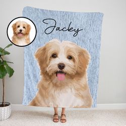 custom pet blanket using pet photo, name custom dog blanket personaliz