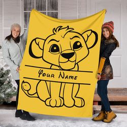 personalized name baby simba blanket, disney lion king blanket, lion k