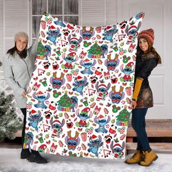 christmas stitch blanket, santa stitch blanket, disney blanket, lilo a