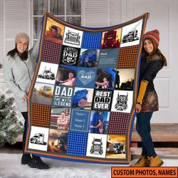 custom name and photo blanket, truck driver gift for trucker birthday