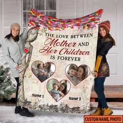 custom photo and name blanket, the love between mother and her childre