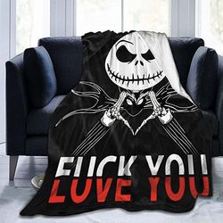 halloween blanket, jack skellington blanket, love you blanket, special