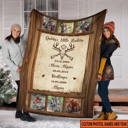 personalized daddys hunters blanket, deer hunter, fleece sherpa blank