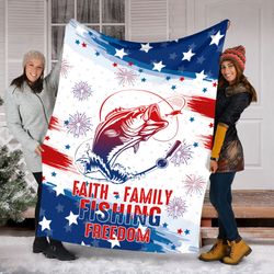 fishing blanket, faith - family fishing freedom, american fishing love