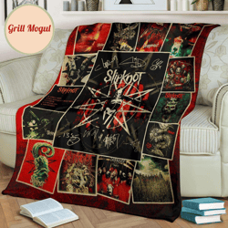 slipknot band signatures fleece blanket rock fan gift