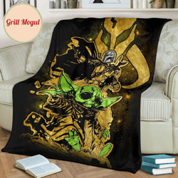 the mandalorian baby yoda fleece blanket star wars fan