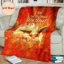 you set my heart on fire flareon fleece blanket