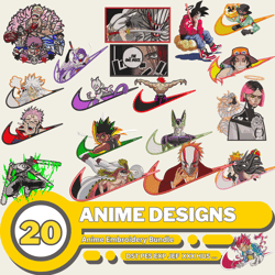 20 anime embroidery designs bundle, anime machine embroidery designs, anime embroidery files, anime emb digital files