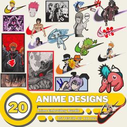 20 Anime Embroidery Designs Bundle, Anime Machine Embroidery Designs, Anime Embroidery Files, Anime EMB Digital Files