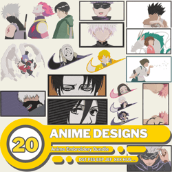 20 anime embroidery designs bundle, anime machine embroidery designs, anime embroidery files, anime emb digital files