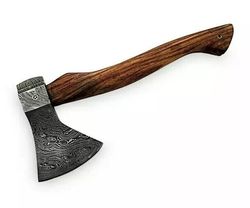 18" custom handmade damascus steel tomahawk hatchet axe-handle rose wood