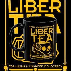 liber-tea helldivers 2 mug, morning cup of liber-tea, helldivers taste democracy black mug (11oz, 15oz)