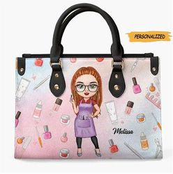 personalized leather bag, gift for nail tech