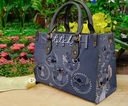 stitch vintage leather bag, stitch women handbag, disney handbag