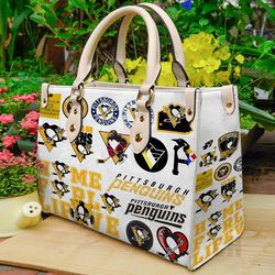 pittsburgh penguins lover women leather hand bag