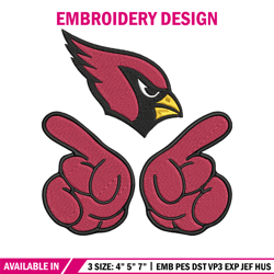 foam finger arizona cardinals embroidery design, arizona cardinals embroidery, nfl embroidery, logo sport embroidery