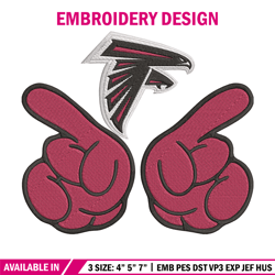 foam finger atlanta falcons embroidery design, atlanta falcons embroidery, nfl embroidery, logo sport embroidery